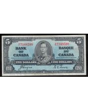 1937 Canada $5 banknote Coyne Towers X/C 7348598 VF+