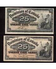 2x 1900 Canada 25 Cent banknotes Boville and Courtney both nice VF