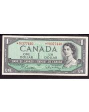 1954 Canada $1 replacement note Beattie *A/Y0377440 Choice AU/UNC