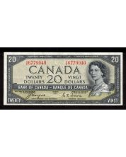 1954 Canada $20 devils face banknote Coyne Towers A/E6779040 VF+