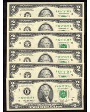 6x 1976 F USA 1976 $2 FRN Atlanta consecutive banknotes Choice Uncirculated