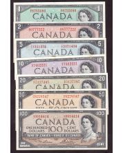 1954 Canada bank note set $1 $2 $5 $10 $20 $50 $100 7-notes EF or better