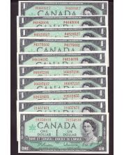 10x 1967 Canada $1 banknotes G/P H/P N/O O/O S/O 10-notes CH AU/UNC