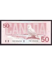 1988 Canada $50 banknote Knight Dodge FME1596925 Snowy Owl Nice UNC