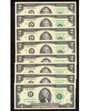 8x 1976 K USA 1976 $2 FRN Dallas consecutive banknotes Choice Uncirculated