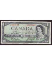 1954 Canada $1 Devils Face note BC29b Beattie Coyne S/A3351332 a/VF