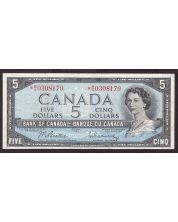 1954 Canada $5 replacement banknote BC39bA *W/S0308179 VF ink