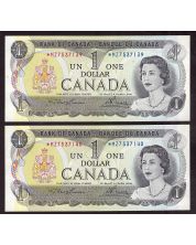 2x 1973 Canada $1 replacement banknotes Lawson 