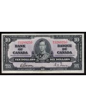 1937 Canada $10 banknote Gordon Towers W/D 3289250 nice EF+