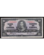 1937 Canada $10 banknote Coyne Towers K/T 5694083 nice EF+