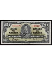 1937 Canada $20 banknote Coyne Towers K/E 1315175  EF