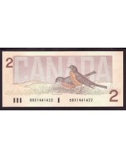 1986 Canada $2 replacement note Thiessen Crow small B BBX1461622 CH UNC