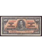 1937 Canada $50 banknote Gordon Towers B/H3469486 nice VF