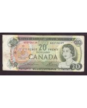 1969 Canada $20 banknote ERROR horizontal miscut part next note both sides F+