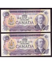 2x 1971 Canada $10 notes Lawson Bouey consec EDK1394201-02 Choice UNC EPQ