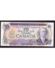 1971 Canada $10 note Lawson EEC3051755 OBV & REV Ink Smear Error AU