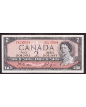 1954 Canada $2 banknote Beattie Coyne R/B4295594 Choice AU/UNC