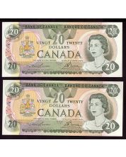 2x 1979 Canada $20 notes Lawson consecutive 50350346701-02 GEM UNC EPQ