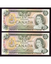 2x 1979 Canada $20 notes Lawson consecutive 50350340201-02 GEM UNC EPQ