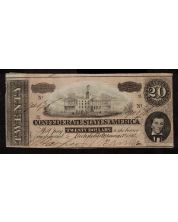 1864 Confederate States of America $20 note FEB 17th SN94676 EF