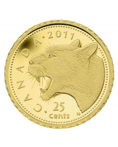  2011 Canada 25 Cent Couger Pure Gold Coin .9999 Fine RCM