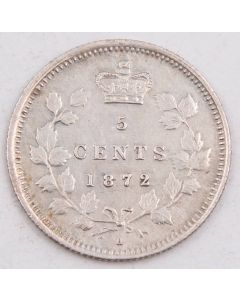 1872 H Canada 5 cents 2/2 nice EF