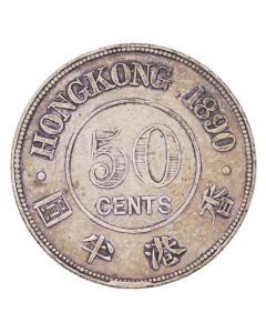 1890 Hong Kong 50 cents nice VF