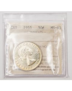 1955 Canada 50 cents ICCS Graded MS63