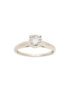 14K White Gold 0.65ct Diamond Engagement Ring Size 9