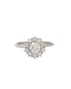 18K White Gold Halo 0.75ct Diamond Ring Size 4.25