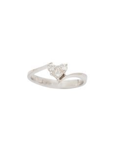 18K White Gold 0.31 Carat Diamond Heart Ring Size 6.5 