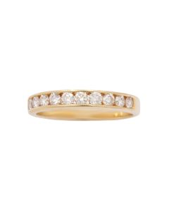 14K Yellow Gold Diamond Channel Set Band 0.50 Carat Total Diamond Weight Size 6.75