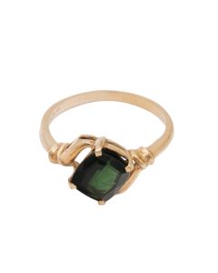 10K Yellow Gold Green Tourmaline Ring – 1.25 Carat, Size 6