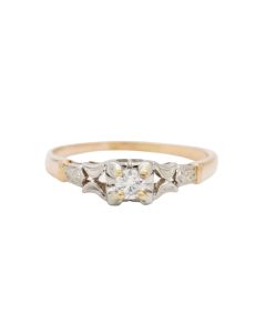 14K Yellow and 18K White Gold Diamond Ring – 0.125 Carat SI1 Clarity, Size 7