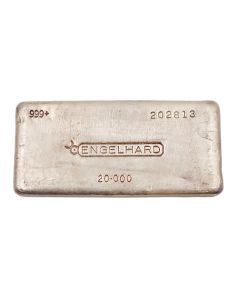 Engelhard 20 oz Silver Canadian Ingot – 7th Series – Scarce Vintage Poured Bar