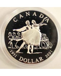 2001 Canada 50th Ballet Anniversary Proof Silver Dollar