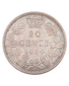 1858 Canada 20 cents F