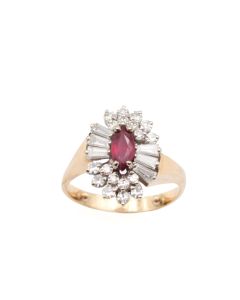 .55ct Marquis Ruby .96cts VS-VVS G/H diamonds 14k yellow gold ring Size-7.5