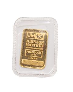 1 Gram Gold Bar Johnson Matthey JM 9999 Fine Gold B9202 JM Logo Reverse