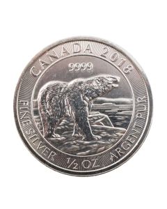 2018 Canada 1/2 oz Pure 9999 Silver Coin - Polar Bear