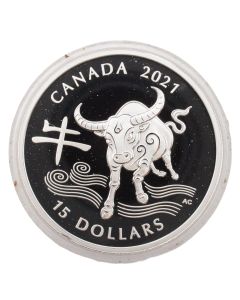 2021 Canada $15 Year of the Ox - Pure Silver Coin