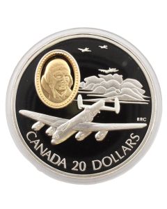 1990 Canada Aviation LANCASTER FAUQUIER PLANE $20 Dollars Silver coin