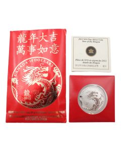 2012 Canada $10 Dollar Fine Silver 1/2 oz Year of the Dragon Mint Pack