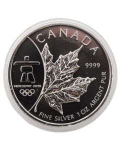 2008 Canada 1 oz Inukshuk 2010 Olympic Privy Mark .9999 Silver Maple Leaf Coin