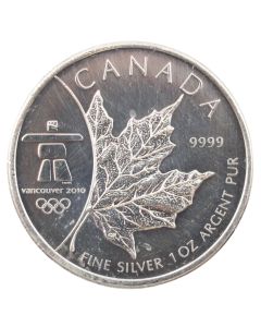 2008 Canada 1 oz Inukshuk 2010 Olympic Privy Mark .9999 Silver Maple Leaf Coin