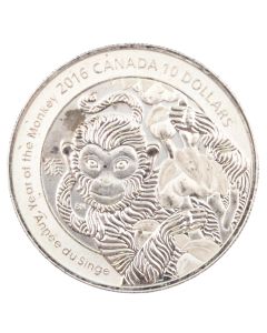 2016 Canada $10 Year of the Monkey .9999 Pure Silver Coin 1/2 oz 