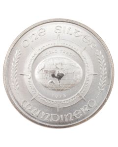 1973 One Silver Mundinero 1 Troy Oz .999 Fine Silver Bullion World Trade  Vintage 