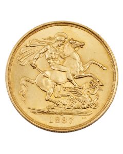 1887 Great Britain £2  2-pound gold coin Choice Uncirculated