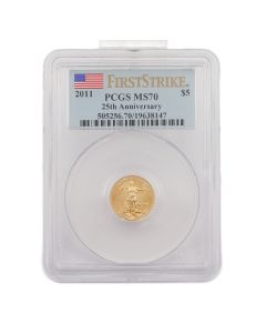 2011 First Strike $5 American Gold Eagle 1/10 oz .999 Fine Gold – PCGS MS70