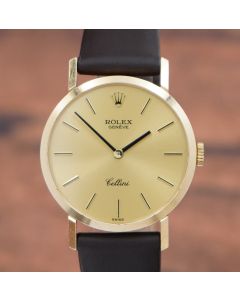 Rolex Cellini 4109 18k Gold 26mm Champagne Dial Vintage Hand Wind Ladies Watch